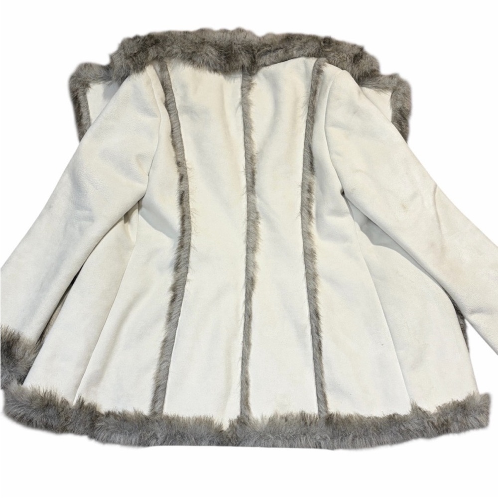 BEBE suede and faux fur trimmed belted Jacket SZ M - Picture 10 of 16